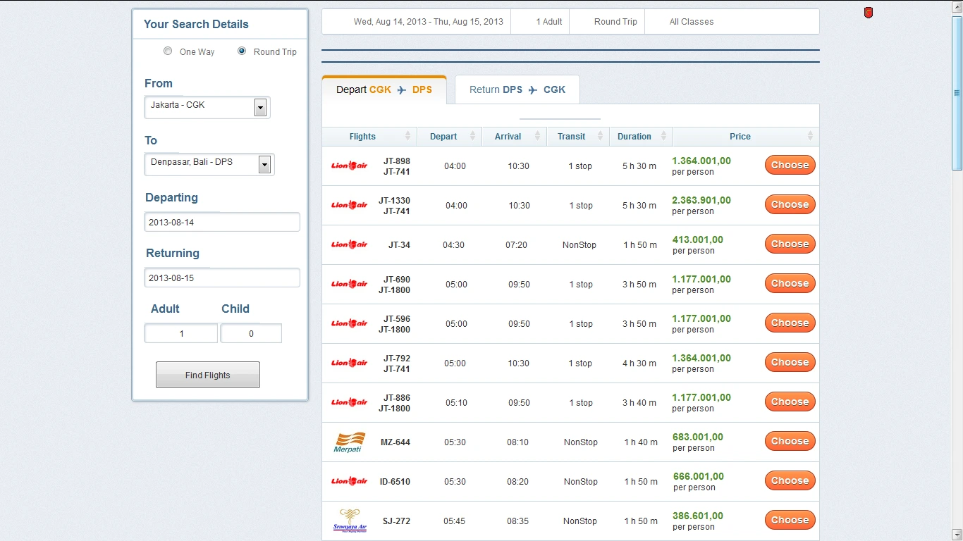Centralharga — flight search scraping