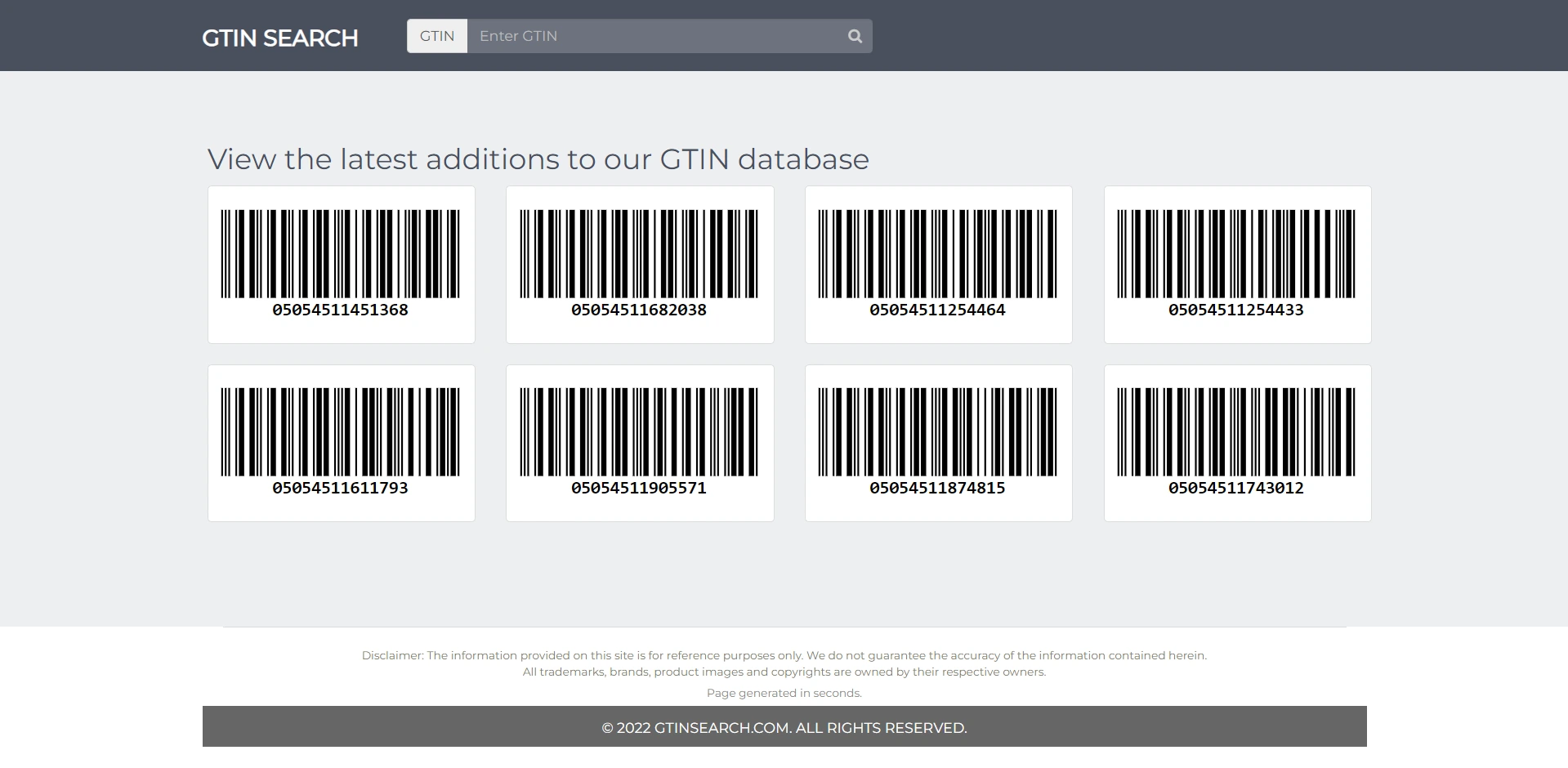 GTIN Search — product info index